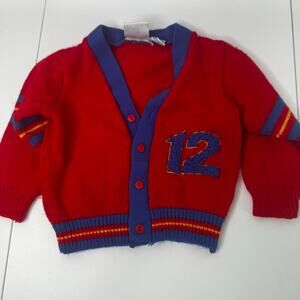 Vtg Cardigan Baby 18 months  Varsity Football Sweater Baby Toddler #12 1990s
